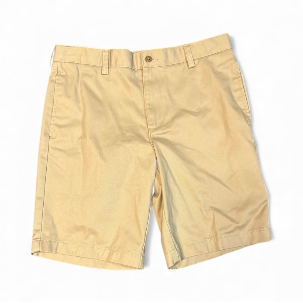 Lands End Boys khaki Beige Flat Front Shorts size 14 Husky - Picture 1 of 7